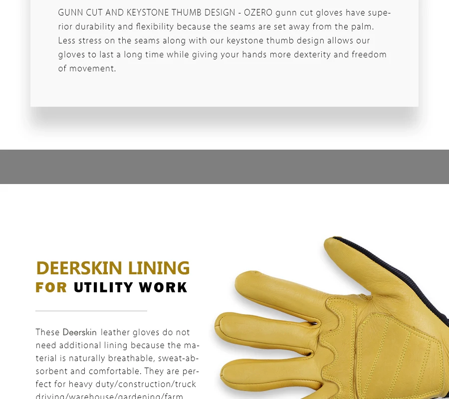 OZERO новые мужские рабочие перчатки сварочные рабочие перчатки из оленьей кожи защитные садовые мото износостойкие перчатки 8003