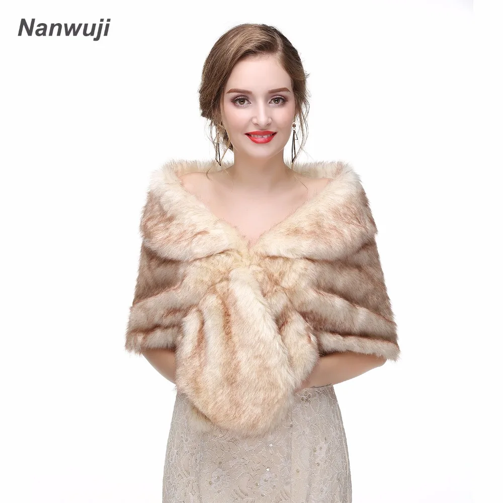 

ChampagneBridal Shawl Fur Faux Fur Wrap Evening Dress Bolero Wedding Cape Wedding Shawl Fur Cape 2018 Winter Bridal Cloak Bolero