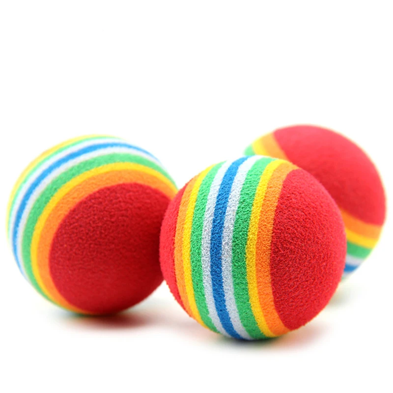 5Pc Hot Sale Mini Cute Dog Puppy Pet Toy Rainbow Colorful Rubber Ball