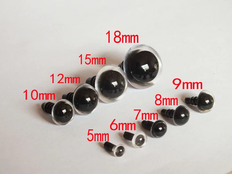 free shipping!!! 100pcs x 5-18mm clear round safety eyes can choose size