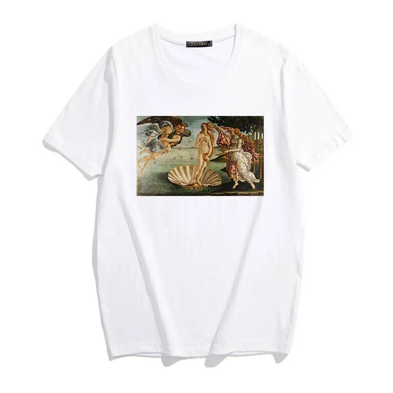 Женская модная футболка с принтом «Рождение Венеры», новая летняя Свободная Женская одежда в стиле Харадзюку с круглым вырезом