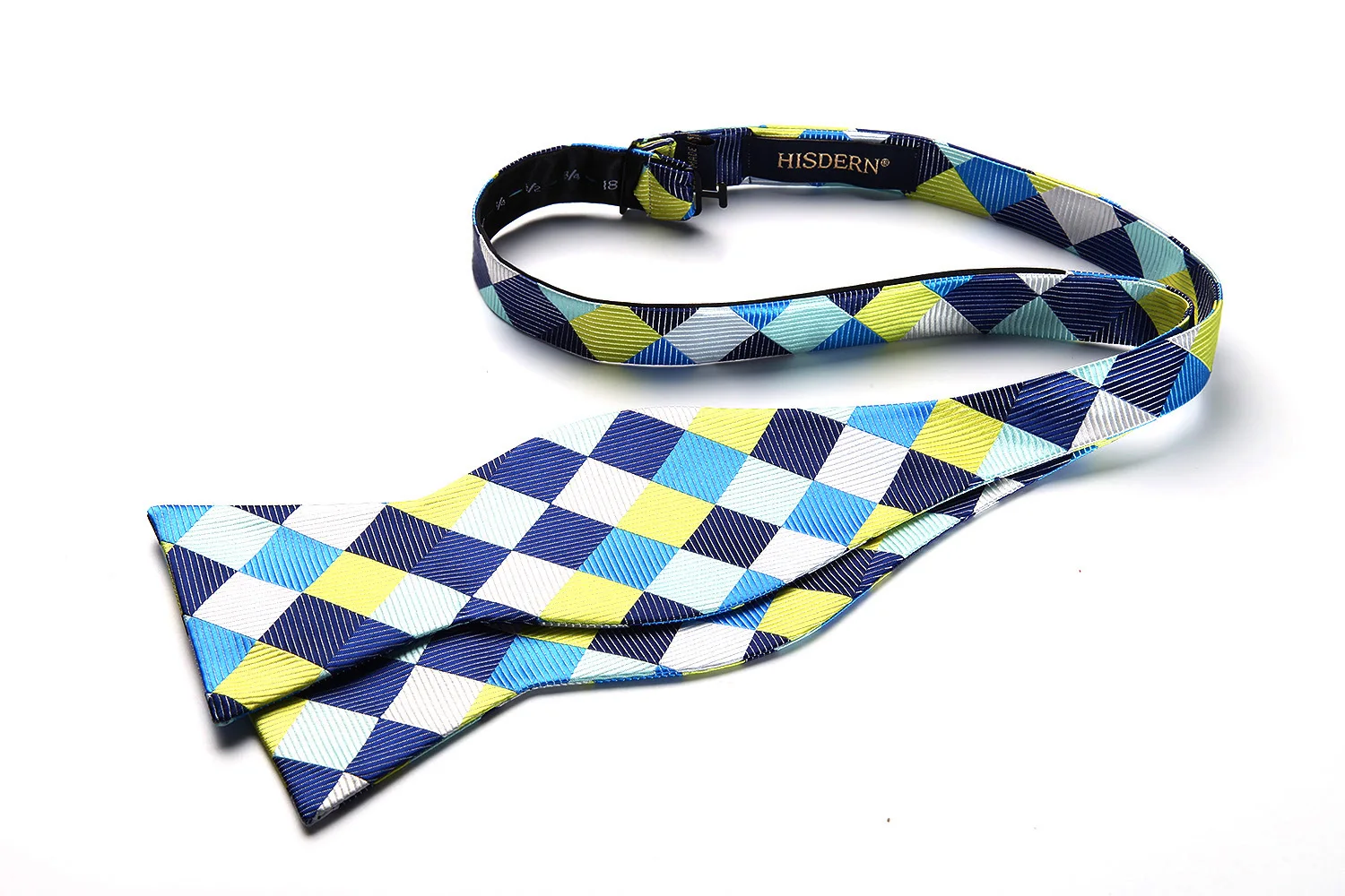  Men Woven Party Wedding Yellow Blue Check Plaid Self Bow Tie Pocket Square Bowtie handkerchief set 