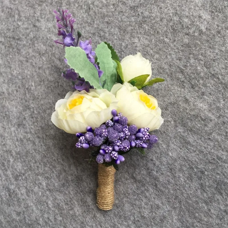 Fashion Wedding Groom Boutonniere Best Man Corsage Artificial Rose Flowers Accessories Prom Party Decoration | Дом и сад