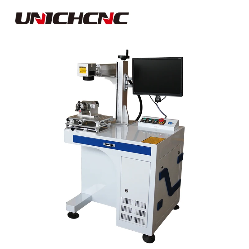 

UNICHCNC high precision 20W desktop model fiber laser metal marking machine