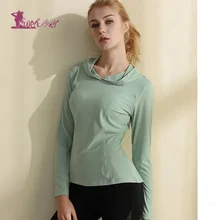 Lurehooker Йога Топ спортивный жилет для тренировок рубашки для женщин бег с капюшоном топ рубашки женский для фитнеса одежда длинный рукав Йога Рубашка