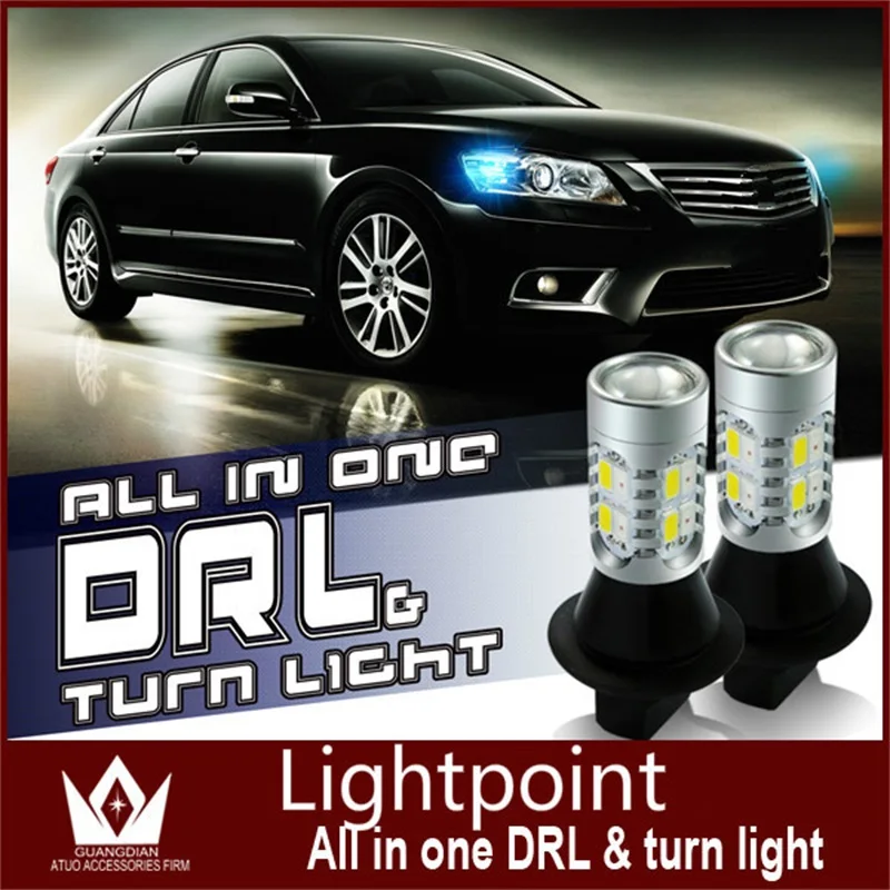 

Tcart 2pcs Auto Led Bulbs Car DRL For Mitsubishi Outlander 3 Daytime Running Light Turn Signals Headlamp all in one BAU15S PY21W