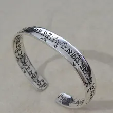 S925 Серебряное украшение ручной работы из серебра Ретро Тайский Серебряный Тибетский буддистские скульптуры Для мужчин и Для женщин Открытые браслет