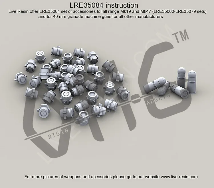 

[Scale Model Kit] Live Resin LRE-35084 1/35 MK19-3/MK47 40 mm grenades, spent shells