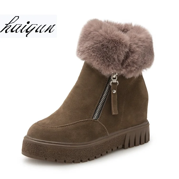 

2018 New Winter Women Wedge Casual Shoes Autumn Ankle Boots Hidden High Heel Platform Shoes Woman Keep Warm Rabbit Fur Sneakers