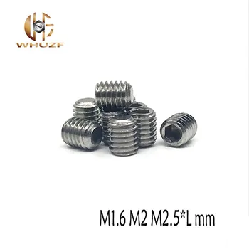 

30pcs M1.6 M2 M2.5 304 Stainless Steel DIN913 Thread Grub Flat Point Hexagon Socket Set Headless Screw