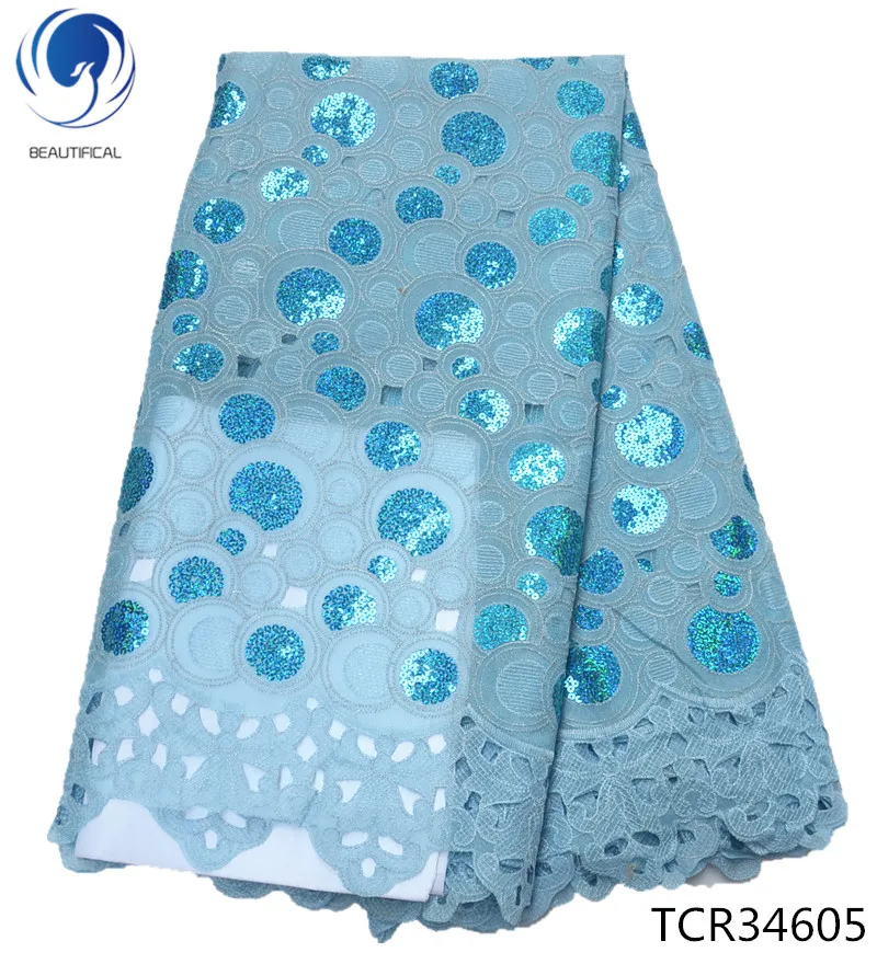 

BEAUTIFICAL african swiss voile lace in switzerland 5 yards african sequin lace fabric cotton lace fabrics for wedding TCR346