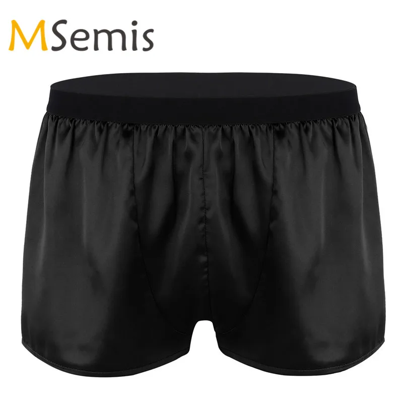 

Mens Loose Lingerie Satin Boxer Shorts Pouch Panties Lounge Sports Shorts Pants Wetlook Satin Sports Underwear Gay Male Shorts