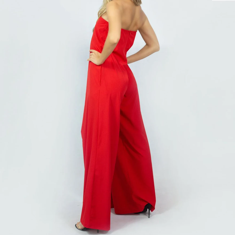 Tosheiny 2019 kobiety nowy lato Sexy Slash Neck Off Shoulder Backless pajacyki elegancki jednolity kolor kombinezon TH0072 -