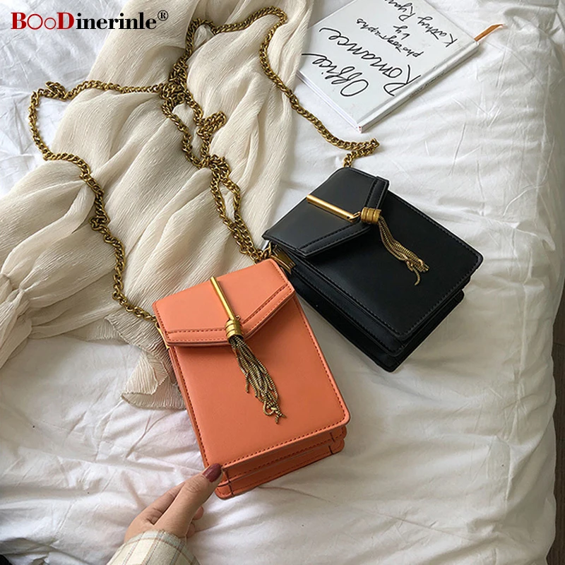 

BOoDinerinle Women's Handbag Chains Tassel Crossbody Bags For Women 2019 Streetwear Small Women Bag Lady's Casual Shoulder Bag