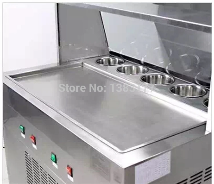 Бесплатная доставка CE утвержден 220 В 50 Гц 60 Гц плоской сковороде замораживания Мороженое машина жарки Мороженое машины жареное мороженое