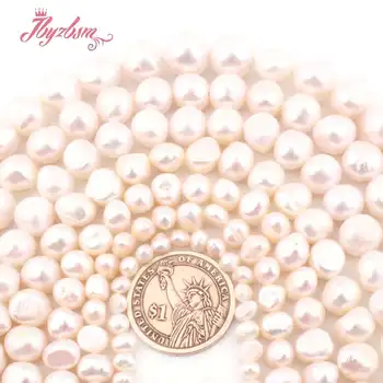 3-4/5-7/6-8/8-9mm Natural Freshwater Pearl White Freeform Natural Stone Beads For DIY Women Necklace Bracelet Jewelry Making 15″