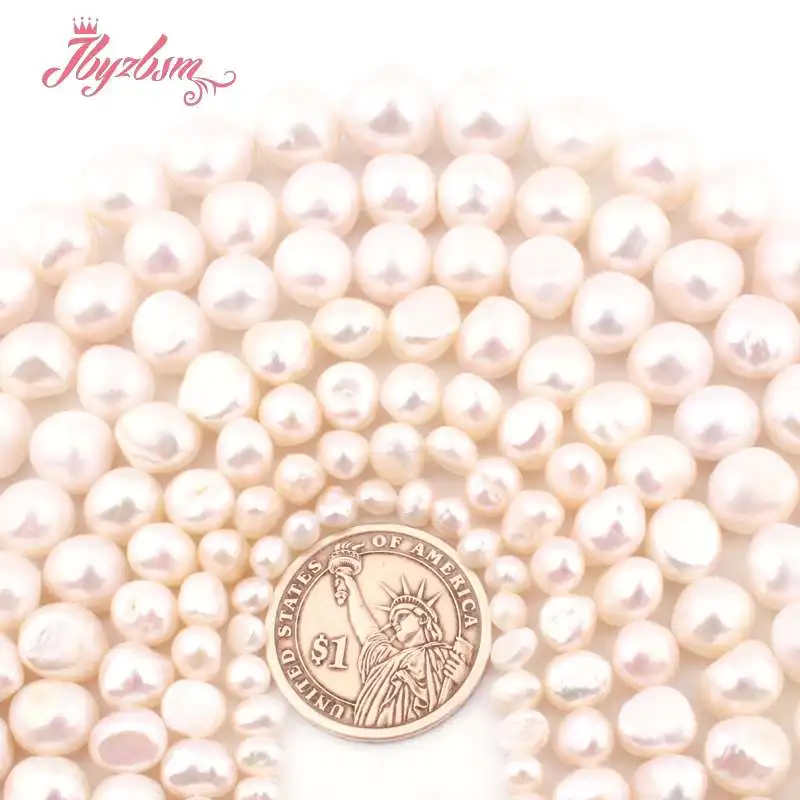 

3-4/5-7/6-8/8-9/9-11mm Natural Freshwater Pearl White Freeform Stone Beads 14.5"For DIY Women Necklace Bracelet Jewelry Making