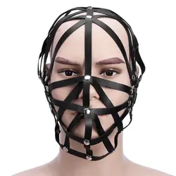 Черные кожаные секс БДСМ повязка маска выдалбливают зажимы для сосков шапка-маска экзотические аксессуары Секс-игрушки для взрослые игры