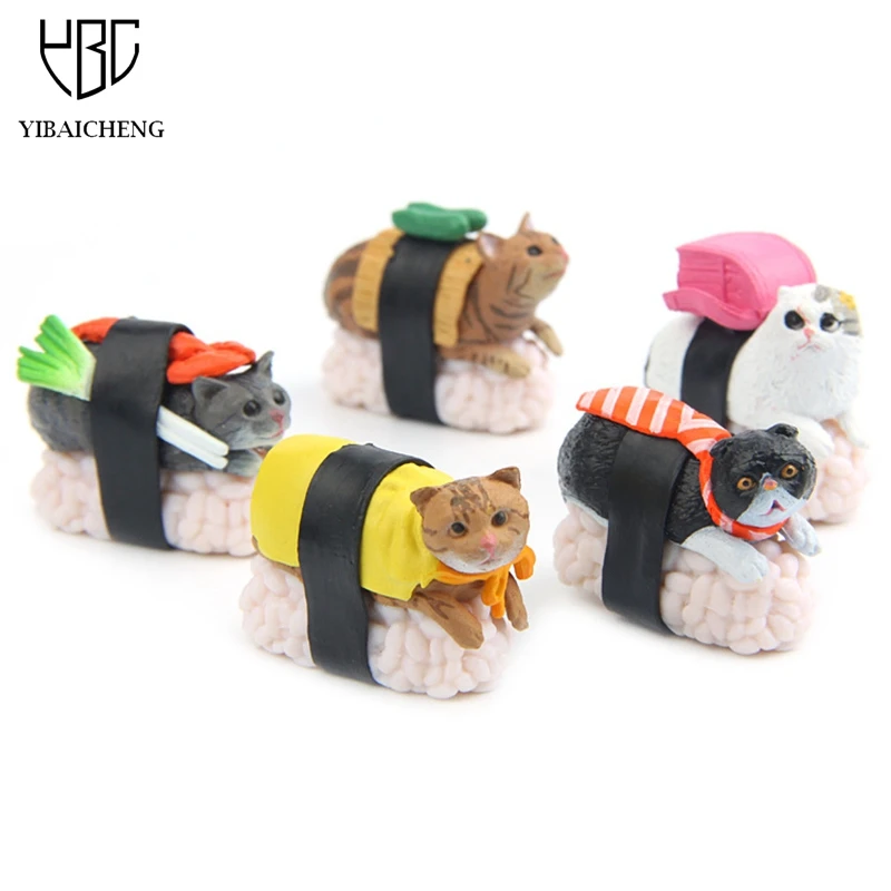 5Pcs/Set Sushi Cats Set Anime Action Figures Toys Cartoon Animals Kitty