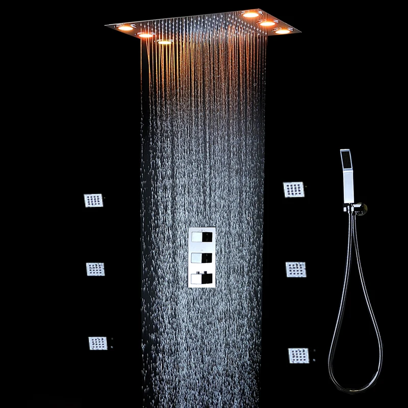 Buy shower heads with led lights remote control color