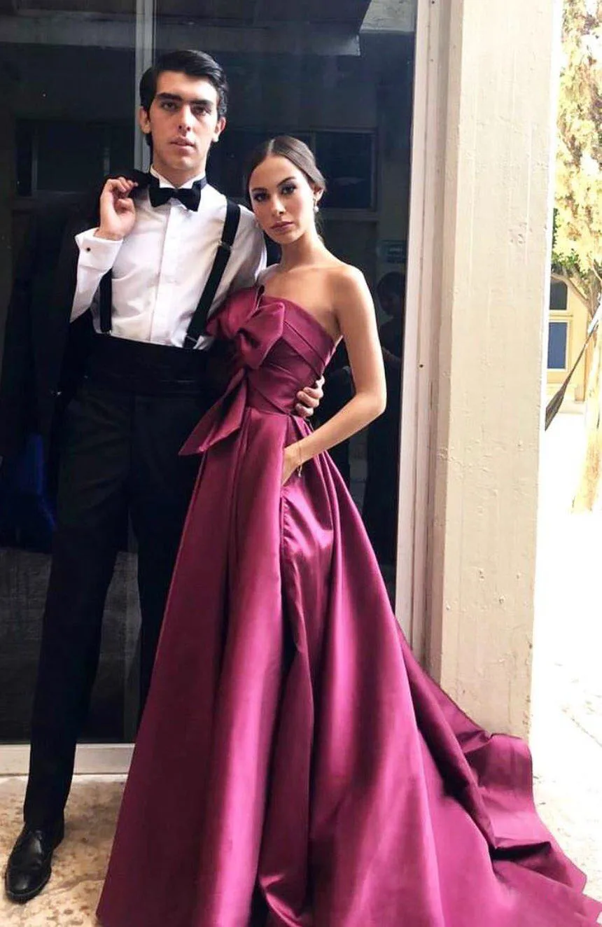 181New arrival party strapless neck sleeveless evening dresses prom dress lace-up Classic formal gown long satin belt style