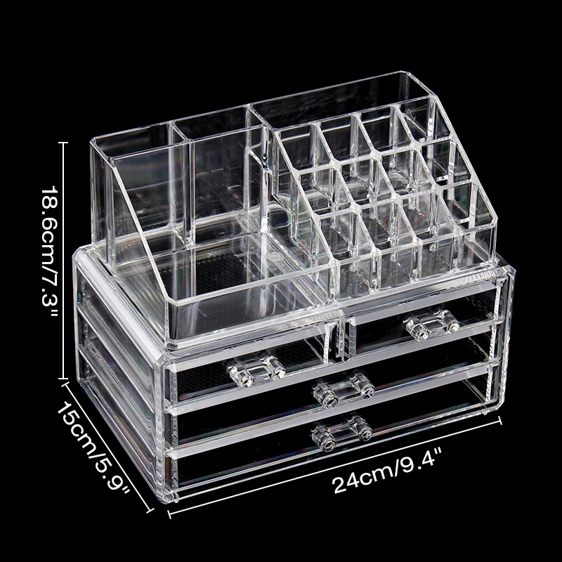 Прозрачный акриловый косметический Органайзер, ящик для хранения косметики, стол, ванная комната, Кисть для макияжа, губная помада, держатель - Цвет: L