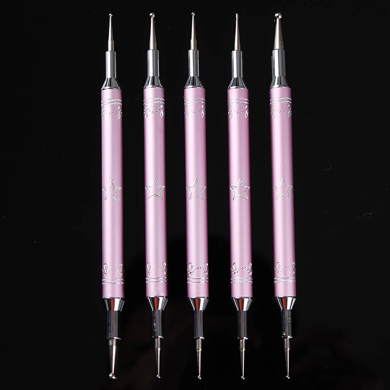 

5Pcs Set Double-ended Dotting Pen Top Grade Rhinestone Studs Gems Picker Wax Pencil Pink Dot Pen DIY Manicure Nail Art Tools