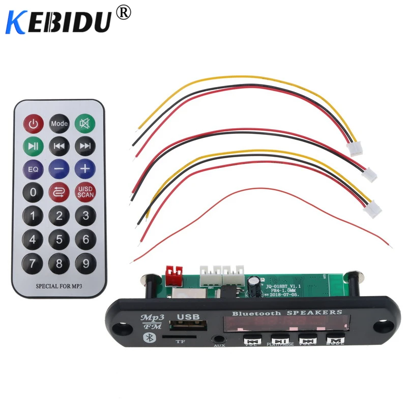 Kebidu беспроводной Bluetooth V4.1 5-12 в MP3 WMA WAV декодер плата модуль аудио USB TF радио FM
