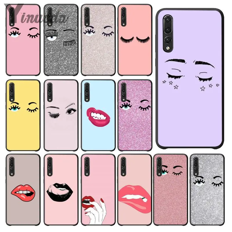 

Yinuoda eyelash Makeup Lip Newly Arrived Black Cell Phone Case for Huawei P9 P10 Plus Mate9 10 Mate10 Lite P20 Pro Honor10