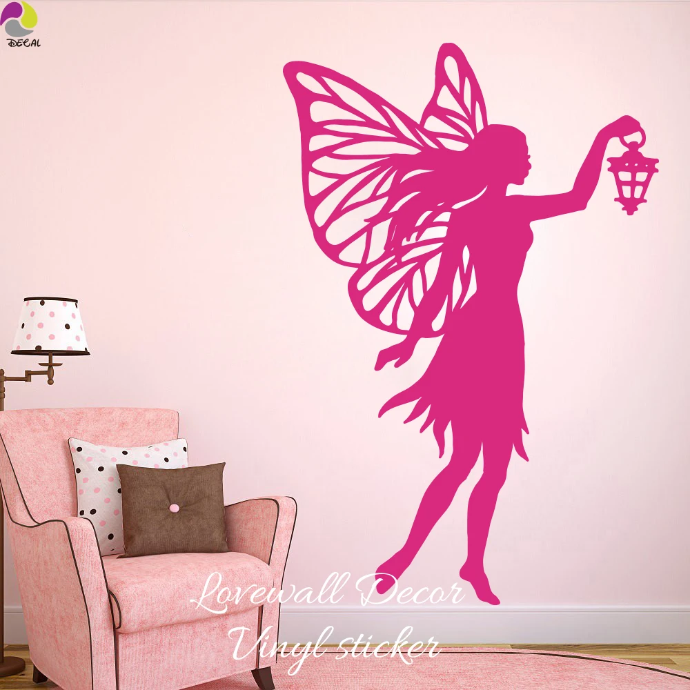 Lantern Fairy Laptop Car Wall Sticker Bedroom Baby Nursery Little Princess Girl Butterflies Decal Kids Room Vinyl Decor DIY | Дом и сад