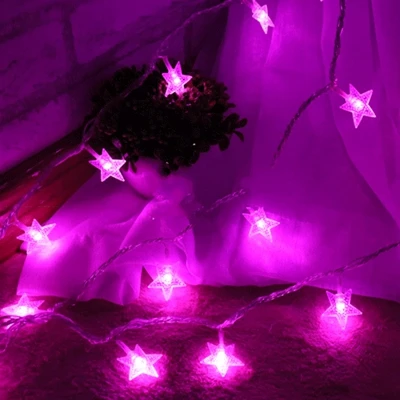 Сказочная Рождественская елка DIY 3 м, 5 м, 6 м, 60 светодиодных гирлянд, снежные огни, новогоднее праздничное украшение, гирлянда со звездами, вечерние гирлянды, Декор для дома - Цвет: 3m star light pink