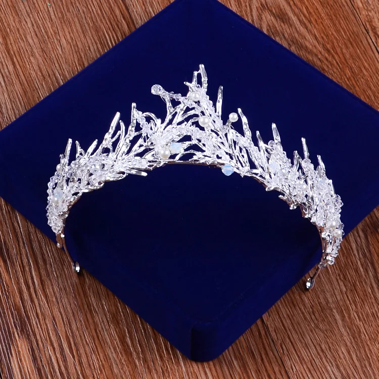Barroca Artesanal Chama Coroa com Perola Rhinestone enfeite de Cabelo Joias Cocar Noiva Da Princesa Casamento Pageant Diad|coroa perolas|cabelo