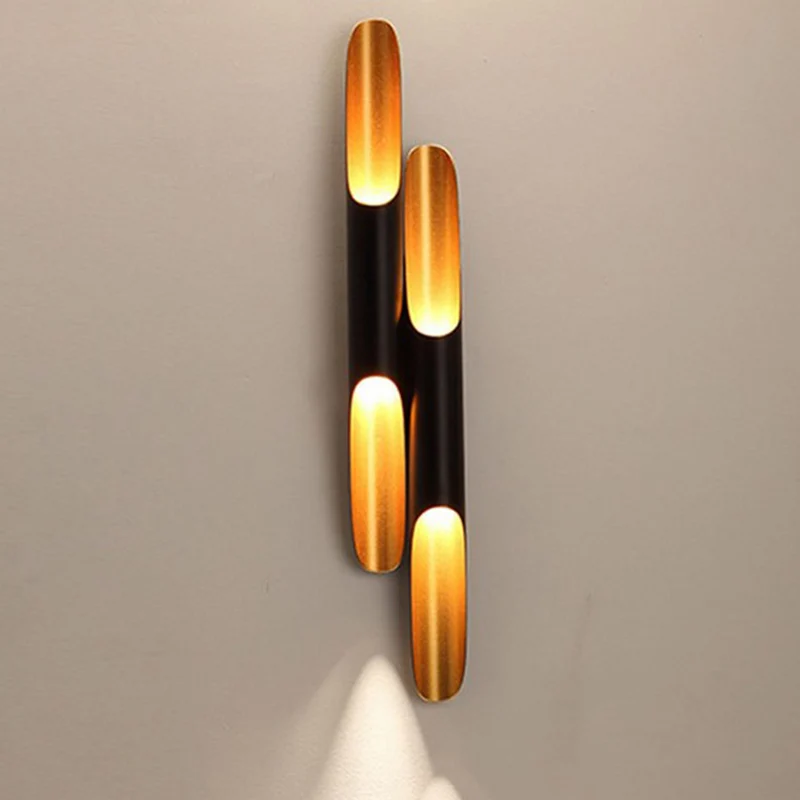 

NOOSION Modern Pipe Wall Lamp LED Aluminum Black Gold Wall Light Decoration For Bedroom Foyer Hallway applique murale luminaire