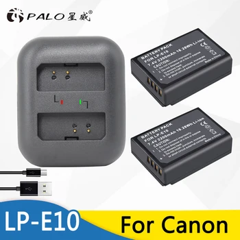 

Palo 2pcs 2200mAh LP-E10 LP E10 LPE10 Li-ion Digital Camera Battery + USB Dual Charger For Canon 1100D Rebel T3 T5 KISS X50 X70