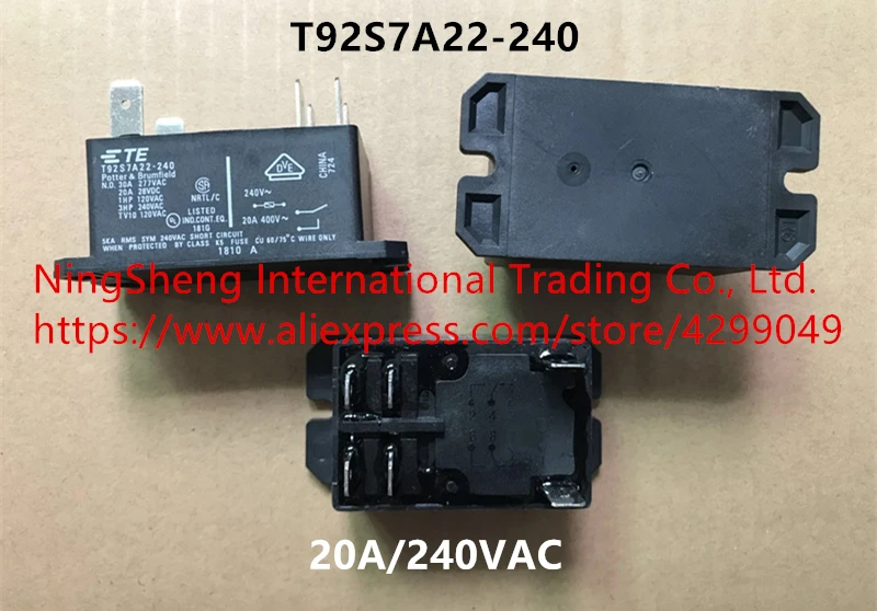 T92P7A22-240 T92S7A22-240 20A/240VAC нормально разомкнутый 6-1393211-2 реле
