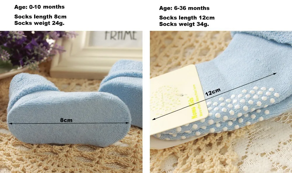 Носки для новорожденных мальчиков и девочек, детские хлопковые нескользящие носки на осень и зиму,, для детей 0-3 лет