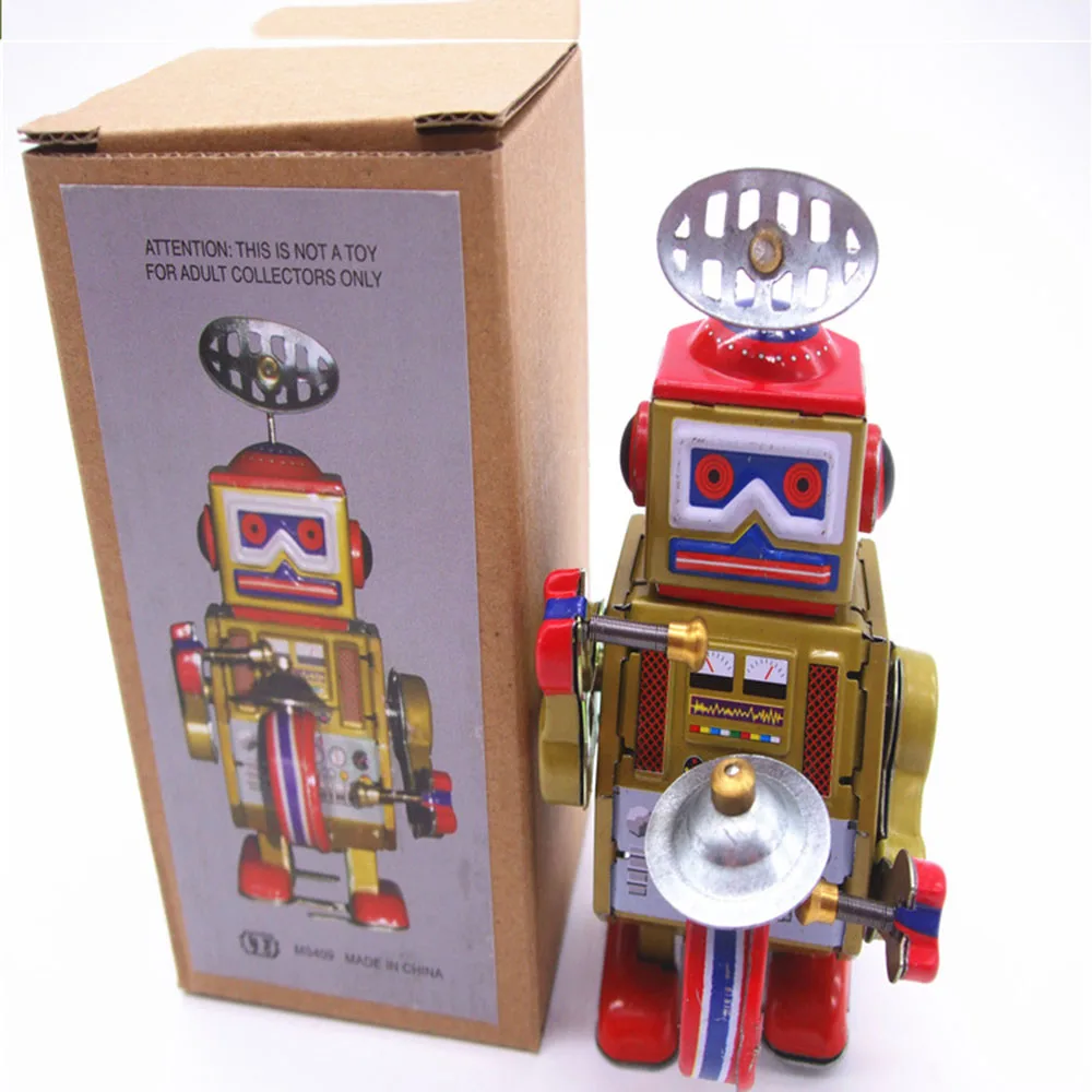1pc Vintage robot tin chain clockwork mechanical toys Kids Gift Hot