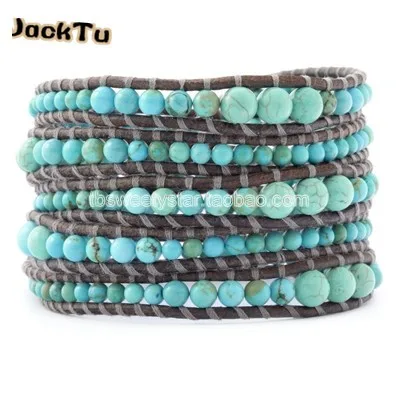 

free shipping different size green beads mixed wrap bracelet for party