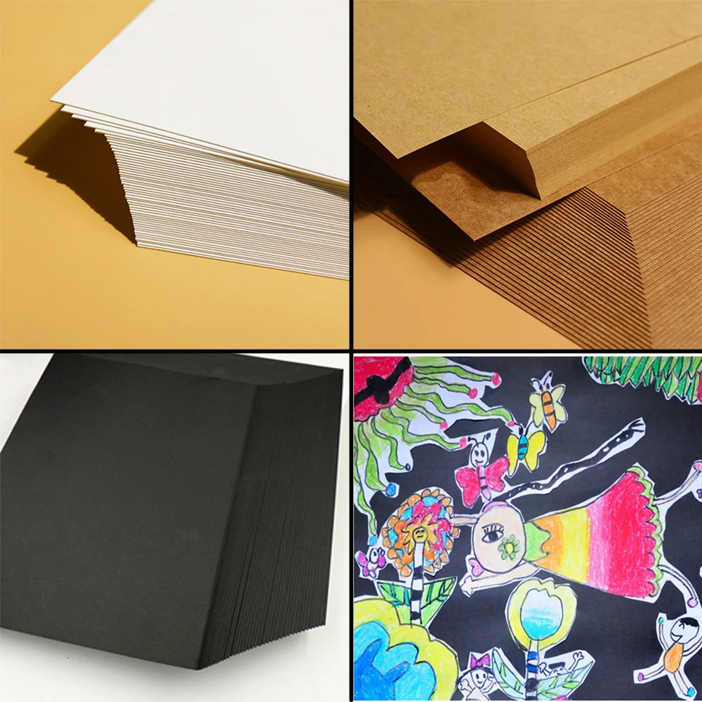 brown paper DIY kids handmade white/kraft/black invitation cards making