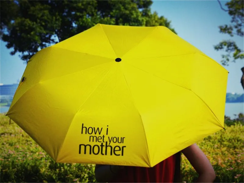 Дорожный ветрозащитный водонепроницаемый легкий зонтик желтый зонтик с надписью «How I Met Your Mother», складные зонты, Женский дождевик