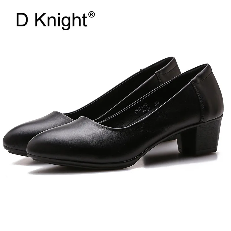 Women Genuine Leather High Heels Shoes Classic Cow Leather Shallow Mouth Women Pumps Ladies Elegant Office Heels Large Size 4-10 (7)