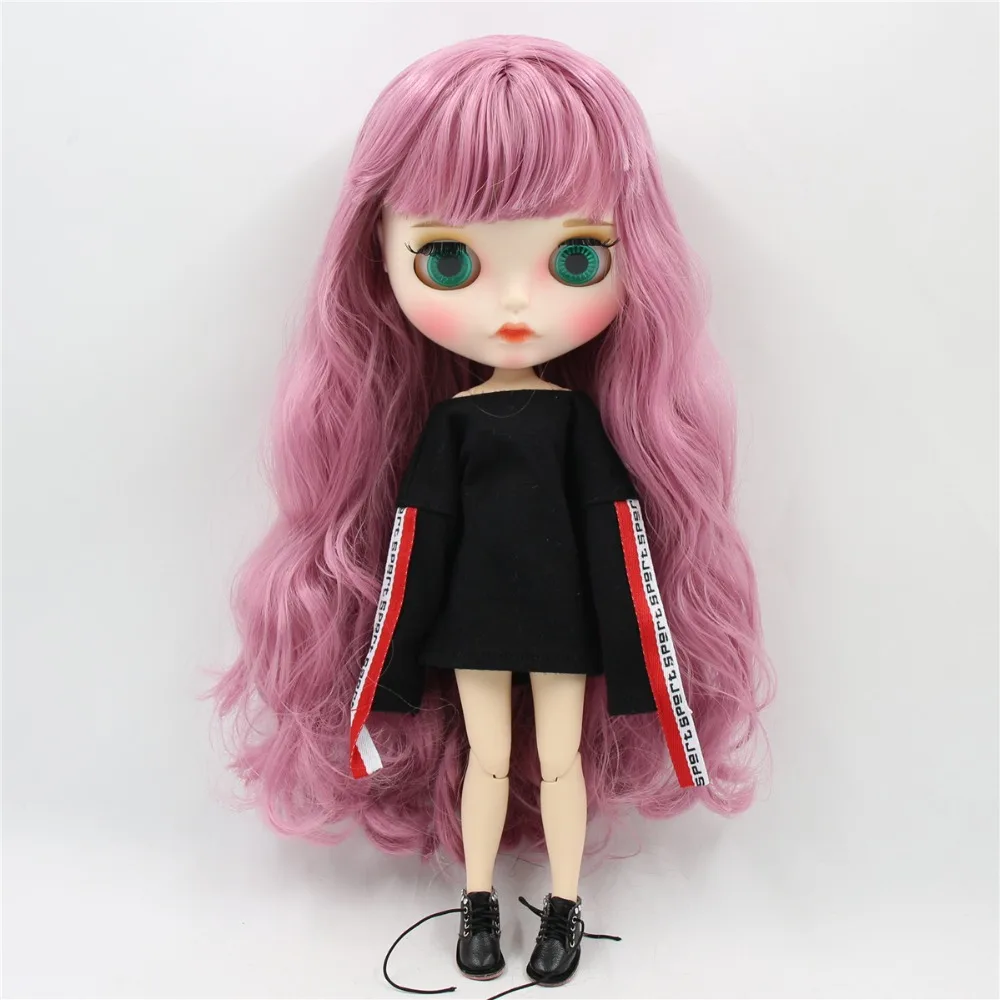 Ледяная фабрика blyth кукла 1/6 bjd белая кожа сустава тела розовые волосы, новое матовое лицо резные губы, с бровями с ушами BL1063
