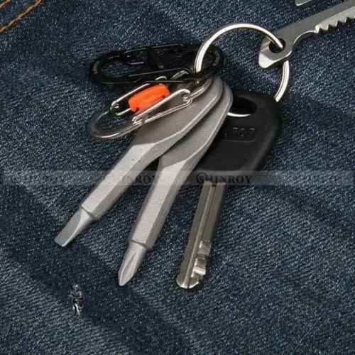 

2 Keys Stainless Keychain Pocket Tool Screwdriver Set EDC Outdoor Multifunction Tool Free Shipping