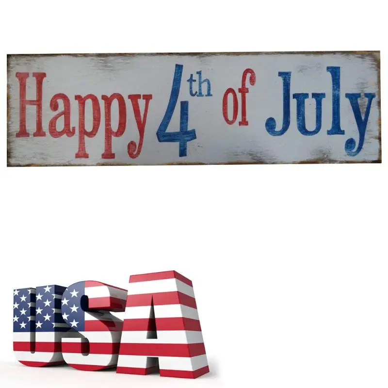 

Rustic Wooden Happy 4th Of July Sign Plaque Independence Day Collection Gift Home Decoration