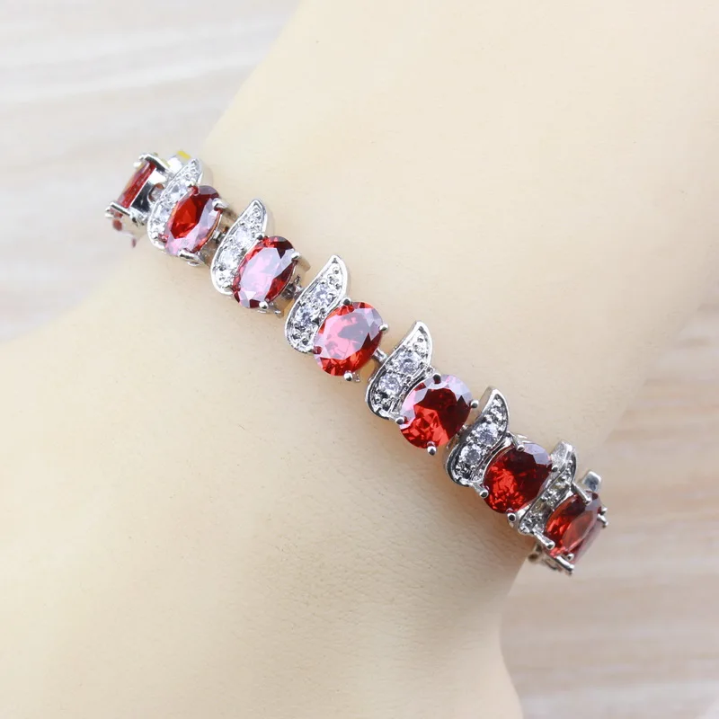 

925 Sterling Silver Hight Quality Red Garnet Bracelet Health Fashion Jewelry For Women Free Jewelry Box SL111