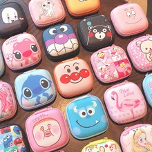 Жесткий Чехол для наушников на молнии с героями мультфильмов, портативные наушники, чехол, коробка, наушники из искусственной кожи, сумка для хранения, защитный usb-кабель, Органайзер