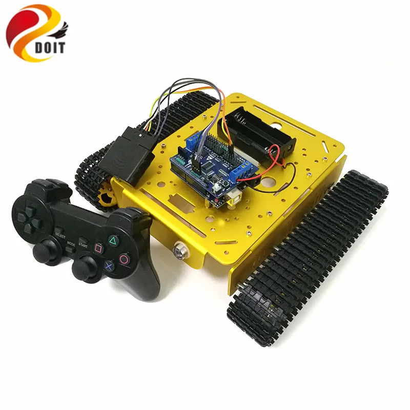 

DOIT Wireless Handle Control Smart Robot Tank Car Chassis with UNO R3 Board+Motor Drive Shield Board for DIY Competition