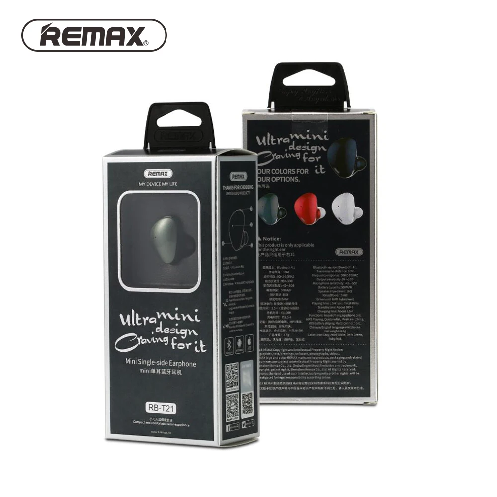 Миниатюрные наушники Remax In Ear Bluetooth с HD микрофоном Спортивная беспроводная