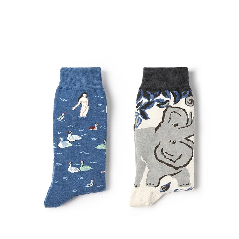 Новые женские забавные Женские носочки с принтом разноцветные Мультяшные животные носки Harajuku корейские короткие носки для женщин