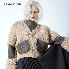 2019 New Arrival Samgpilee Casual Full Sleeve Short Patchwork O-neck Single Breasted Slim Standard Fashion Women Jackets S-L